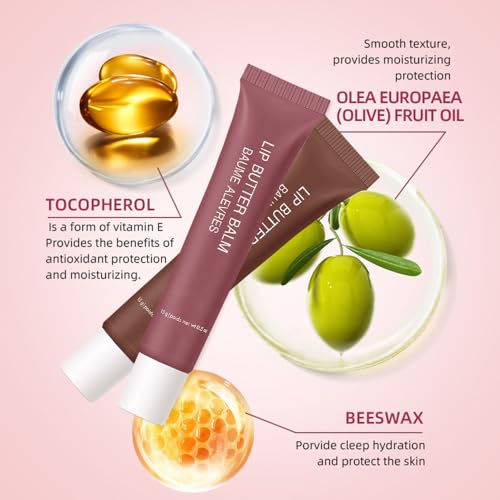 4 PCS Summer Special Lip Butter Balm – Ultra-Hydrating Lip Care with Shea Butter & Olive Oil, Soothes Dry Lips with Natural Tint & Gloss Effect, Lip Plumper Moisture & Light Lip Stain Finish