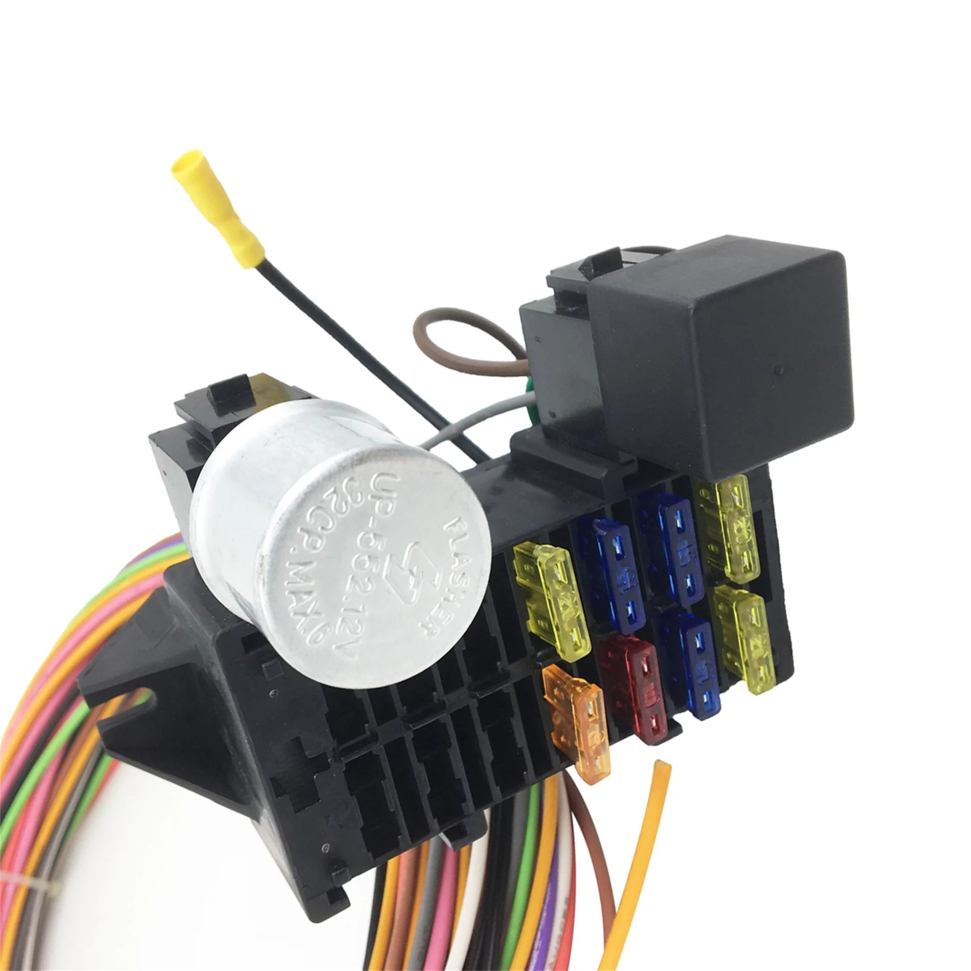 Universal Fitment Wire 10 Circuit 8 Fuses Basic Wire Harness Fuse Box Street Hot Rat Rod Wiring Pick Up Car Van Truck 12V