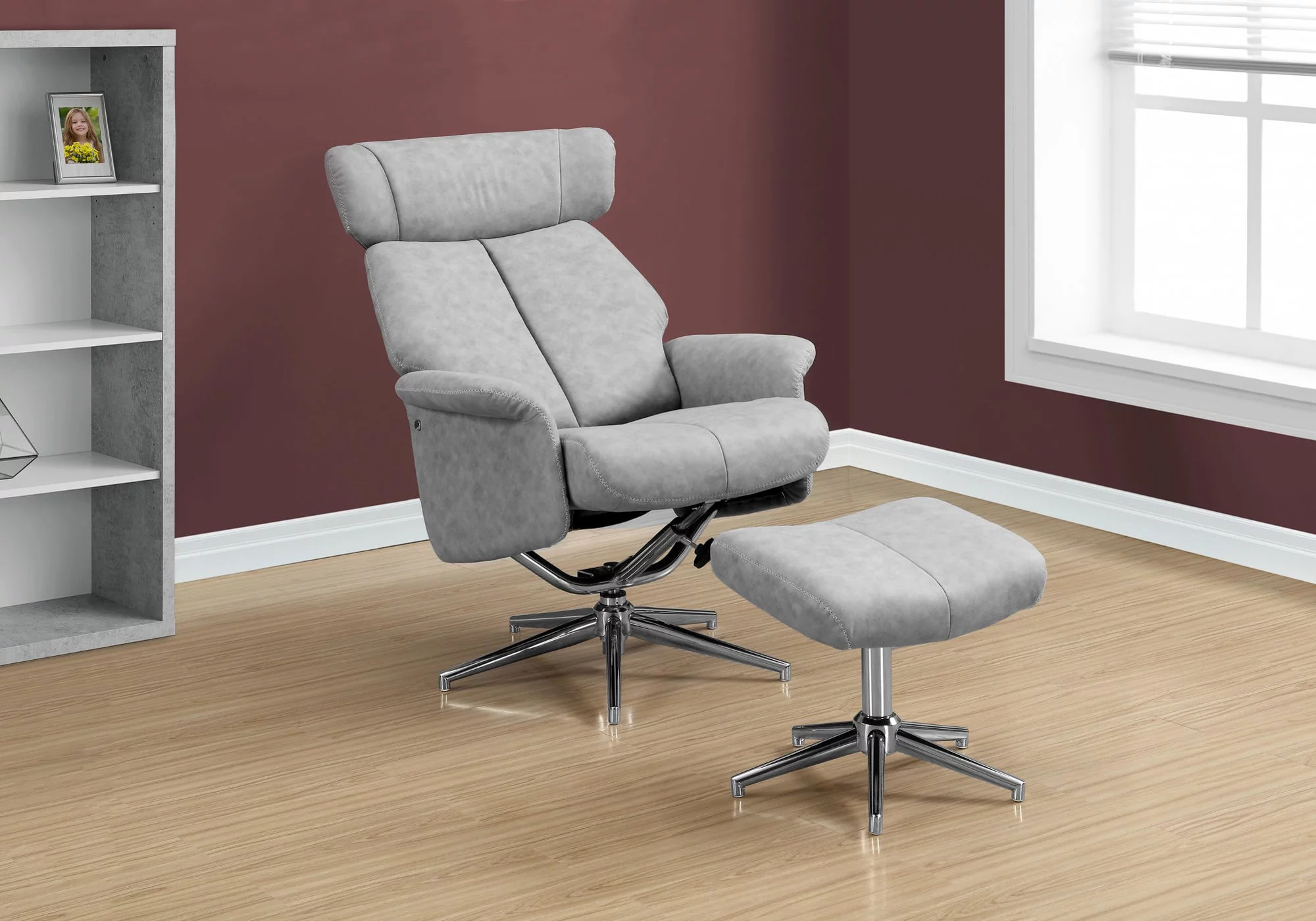 Contemporary Home Living Set of 2 Charcoal Gray Contemporary Reclining Chair with Ottoman 29