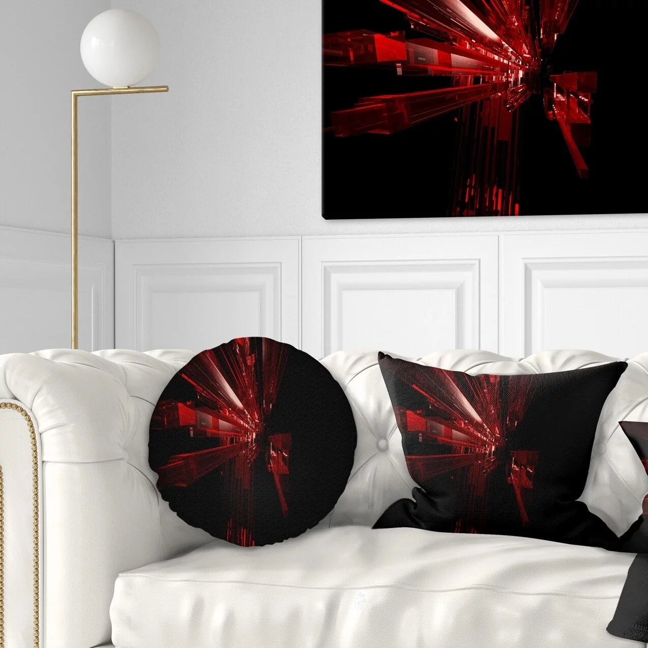 DESIGN ART Designart '3D Red Crystal Background' Abstract Throw Pillow 12 in. x 20 in. Medium