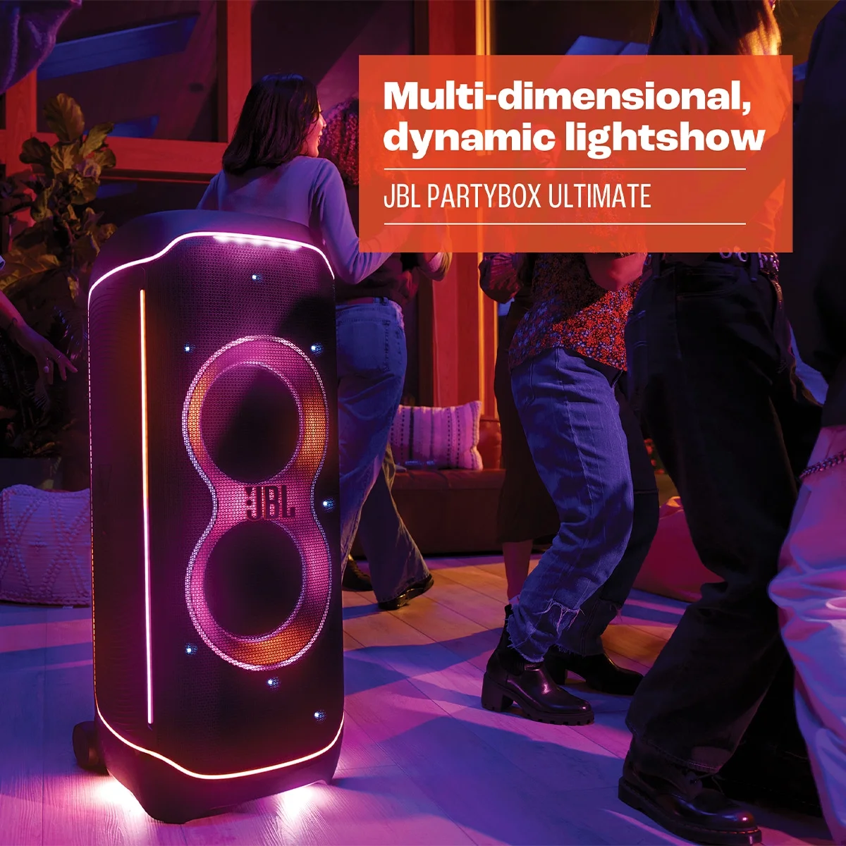 JBL Party Box Ultimate Waterproof Wi-Fi Party Speaker with Dolby Atmos, Instrument Inputs, & Lighting Effects