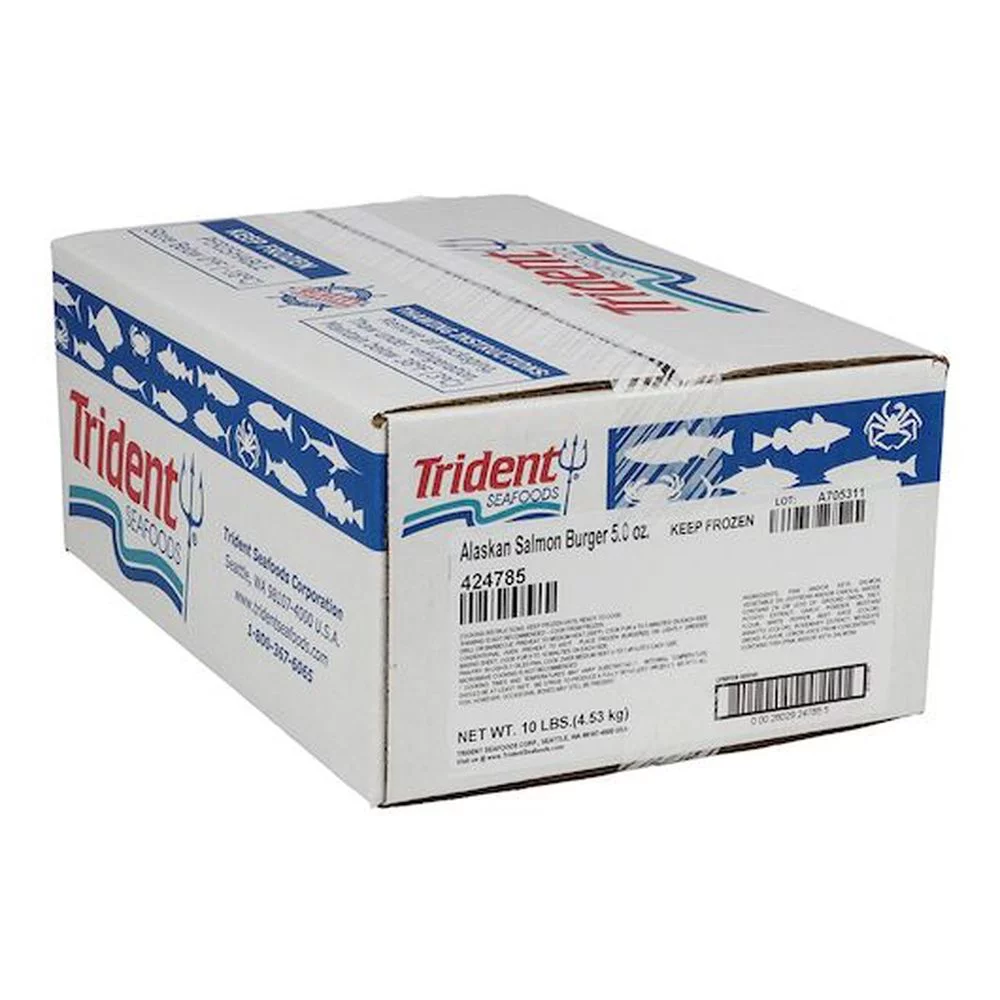 Trident Seafoods 5 Ounce Premium Parfried Alaska Salmon Burger, 10 Pound