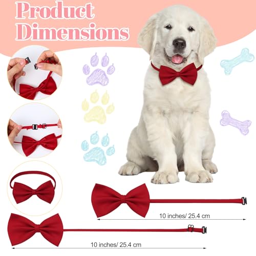 Cindeer 120 Pcs Dog Bow Ties with Adjustable Collar Puppy Neckties Bulk Cat Bowtie Collar Assorted Colors Solid Pet Grooming Bows Dog Grooming Accessories for Small Medium Large Pet,14 Colors