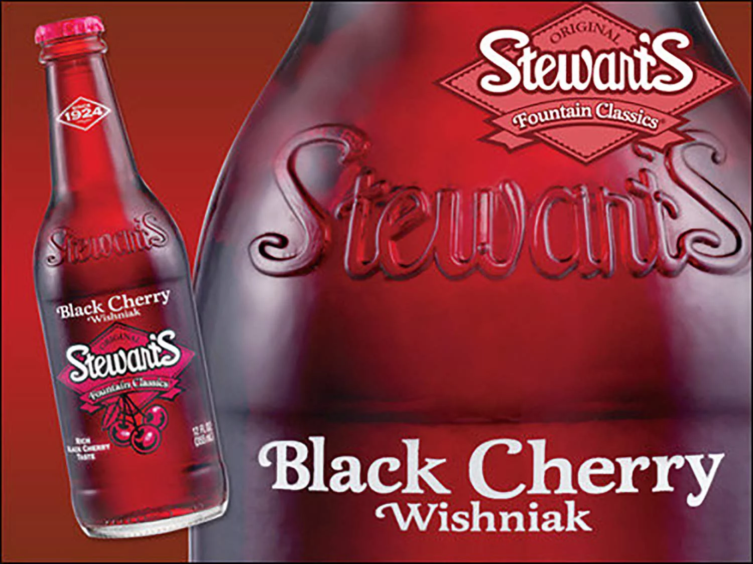 Stewart's Wishniak Black Cherry Soda, 12 fl oz (12 Glass Bottles), All Natural Family Pack Drink