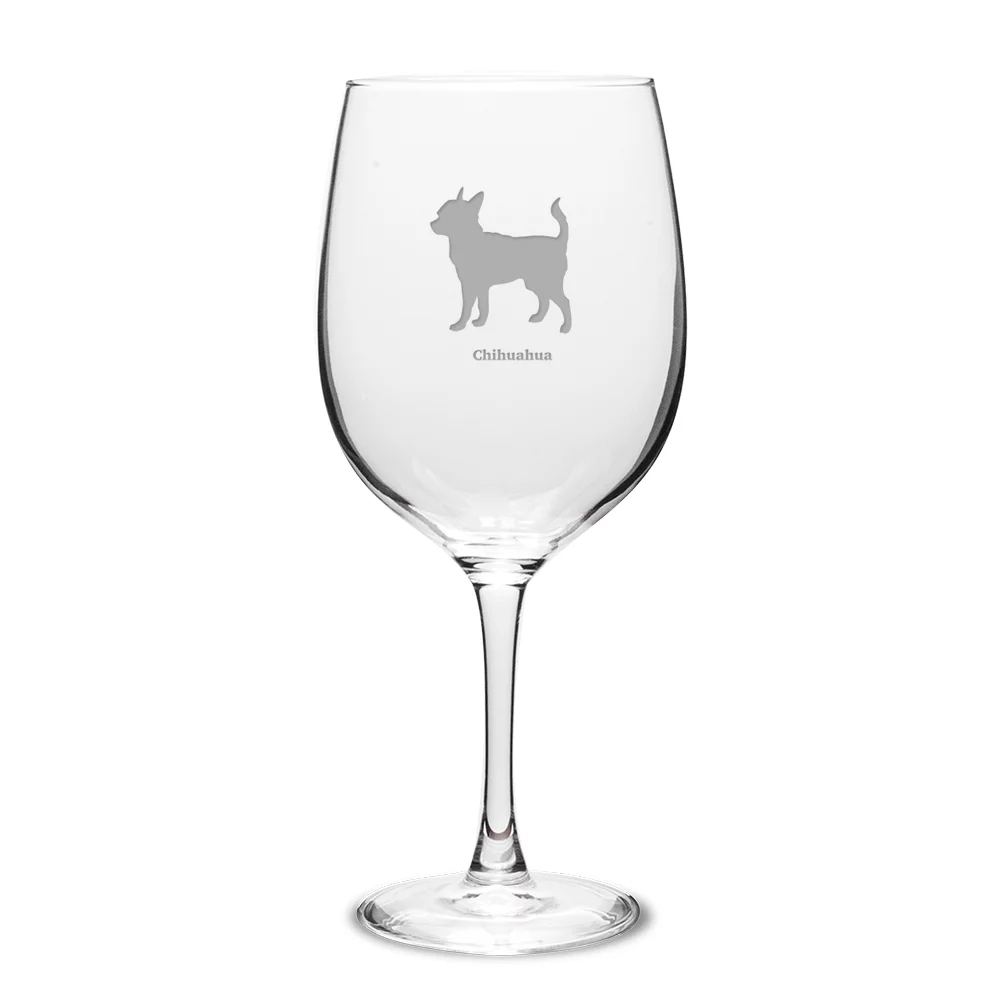 Chihuahua Deep Etched 19 oz Classic Red Wine Glass