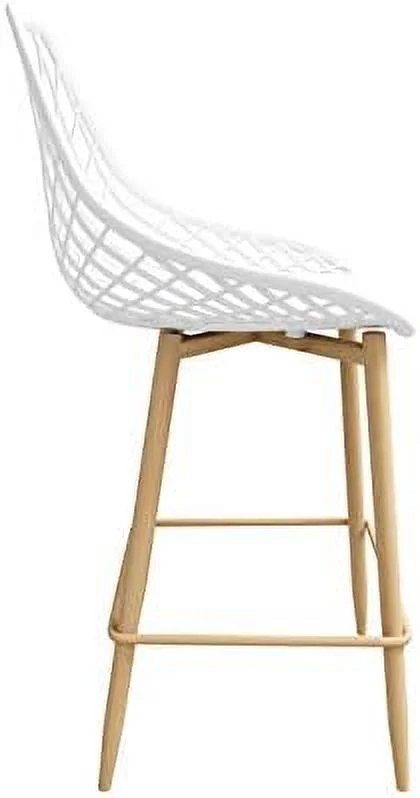 KHBIULIFE Kurv Counter Chair (Set of 2) (White/Natural)