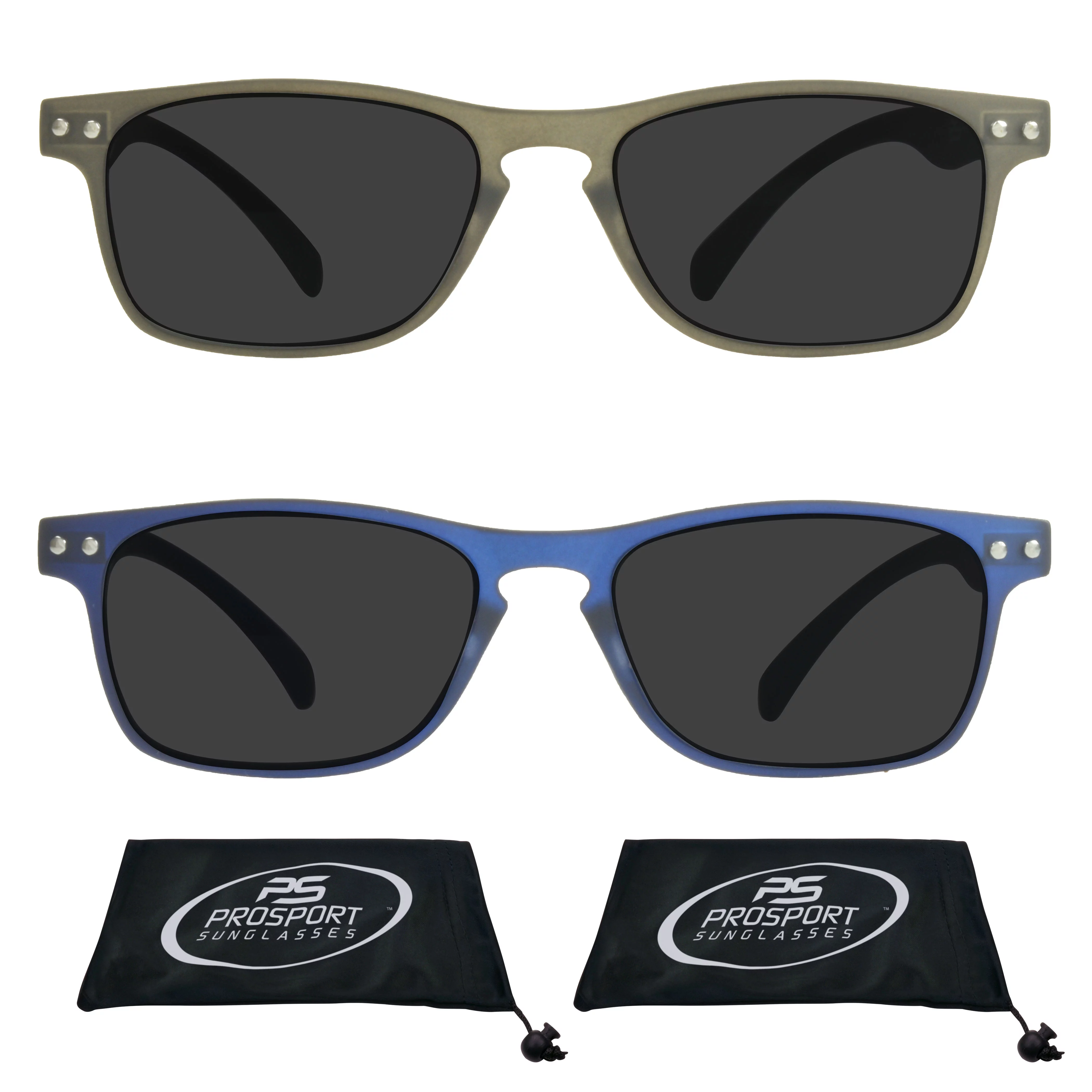 proSPORT Reading Sunglasses Sun Reader Men Women Black & Blue 2 Pack NOT BIFOCAL
