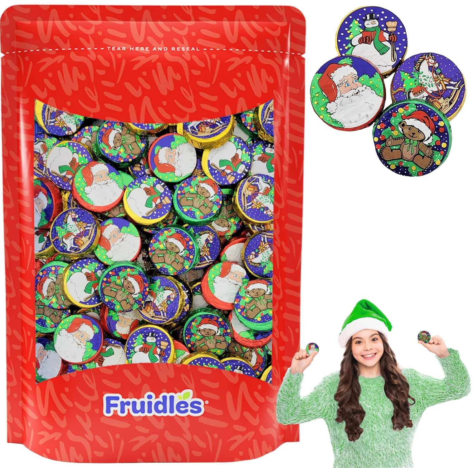 Christmas Rich Disc Chocolate, Party Bag Fillers, Individually Wrapped Silver Foils, Kosher Certified Dairy (5 Pounds (Bulk))