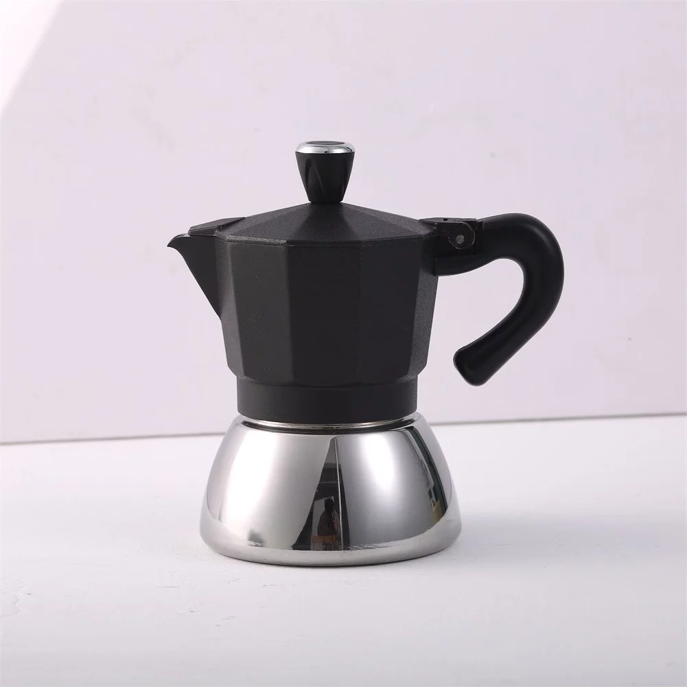 QIFEI Moka Pot, Stainless Steel Moka Stovetop Espresso Maker Coffee Moka Pot Black