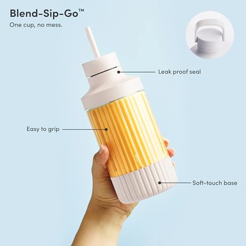 The Beast Mini Blender Plus | Mini Countertop Kitchen Blender | Blend Smoothies and Shakes, Dressings, Sauces, Dips | Extra Vessels, Straw Cap and Straws Included | 600W (Cloud White)
