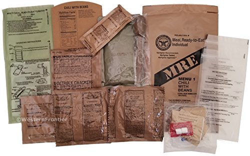 Western Frontier Ultimate MRE, Pack Date Printed on Every Meal - Meal-Ready-to-Eat. Inspected Certified Genuine Mil Surplus. (6-Pack)
