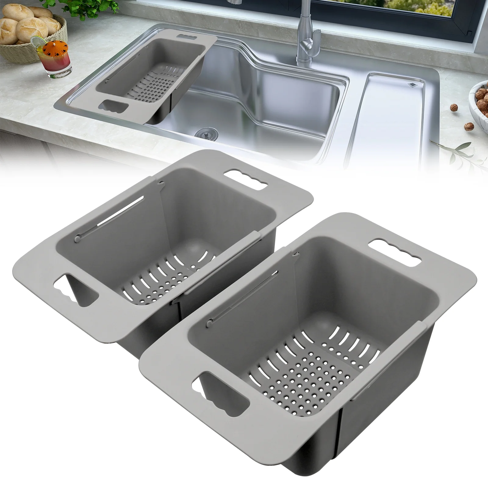 Ryanstar Racing 2 pcs Adjustable Freezer Baskets for Chest Freezer Deep Freezer Organizer Bins Universal Freezer Storage Bins with Handle Freezer Organization Accessories for Kitchen