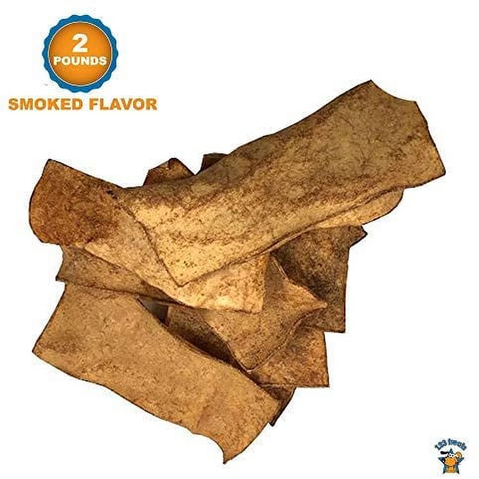 Raw hide Chips Smoked Flavor | 100% Natural Dog chews (2 Pounds) by 123 Treats