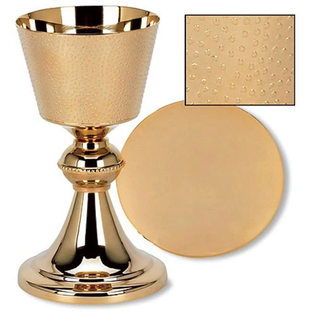 Christian Brands Church Supply TS685 Hand Hammered Finish Chalice & Paten Set