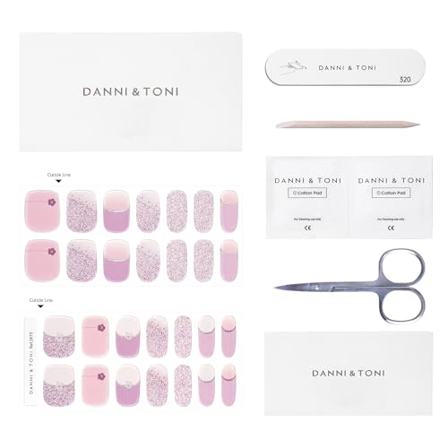 DANNI & TONI Semi Cured Gel Nail Strips Christmas Santa Claus Snowflakes Cat Eye Gel Nail Wraps 28 Stickers | Mistletoe Meow