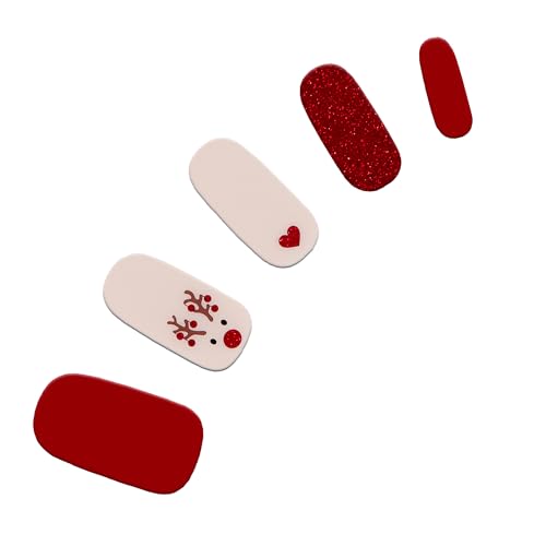 Dashing Diva Gloss Nail Strips - Santa Baby | UV Free, Chip Resistant, Long Lasting Gel Nail Stickers | Contains 32 Nail Wraps, 1 Prep Pad, 1 Nail File