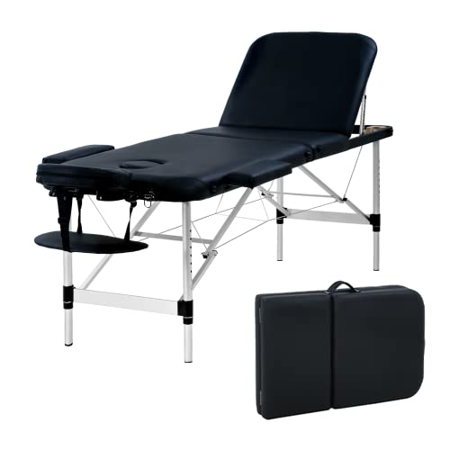 BestMassage Aluminium Massage Bed Portable Massage Table 24 inche Wide Lash Bed Heigh Adjustable 3 Folding Spa Table with Non-Woven Bag for Spa Footmassage Facial CareSpa Tattoo