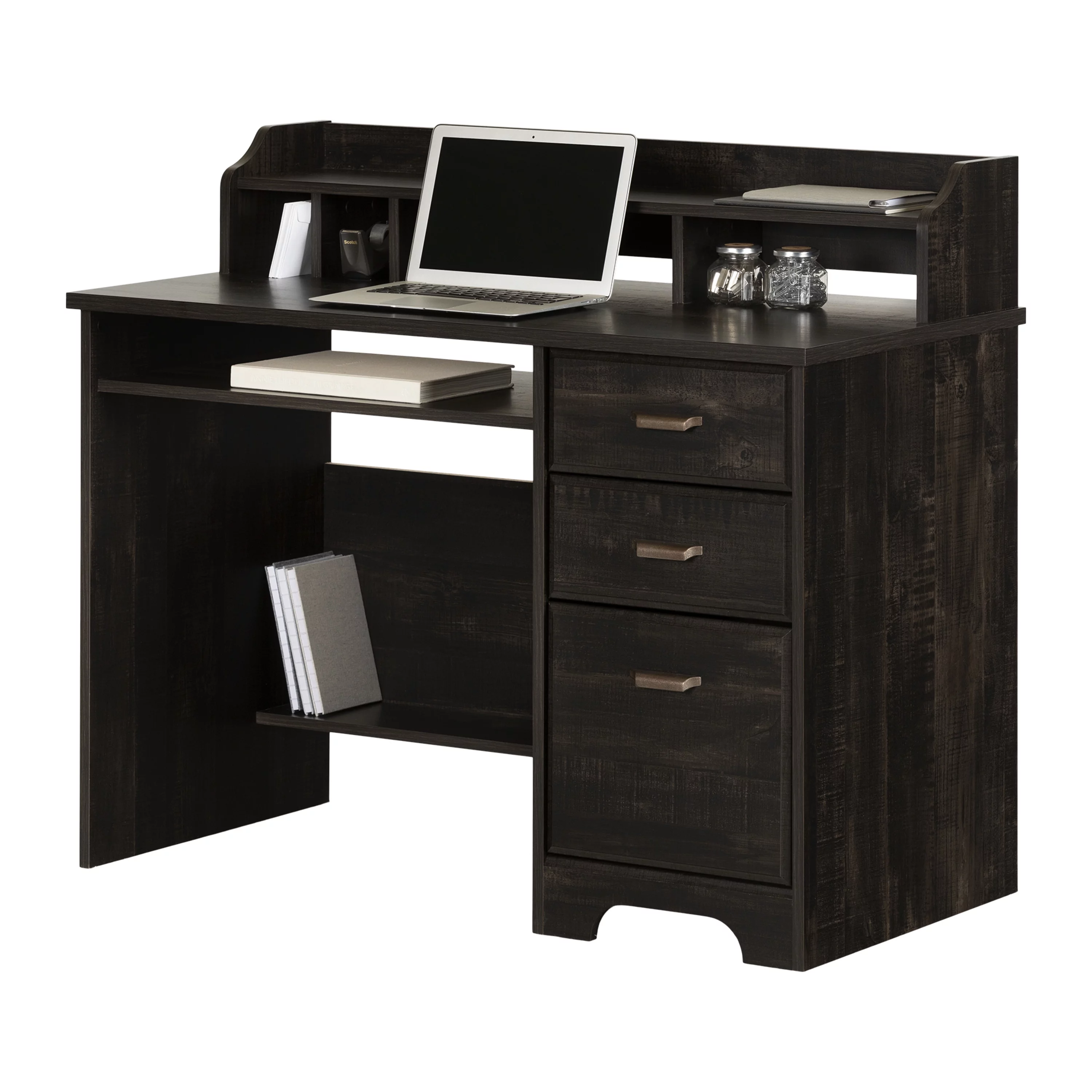 South Shore Versa Computer Desk with Hutch Rubbed Black