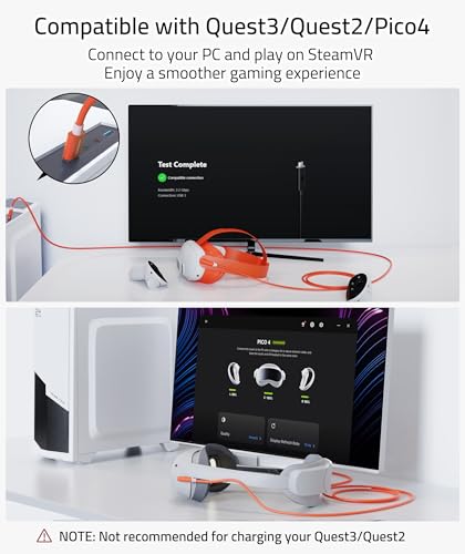 Syntech Link Cable 16FT for PCVR Compatible with Oculus/Quest 3/Meta Quest 3S, Quest2/Pro/Pico 4/Ultra Accessories and PC/SteamVR, High Speed PC Data Transfer, USB 3.0 to USB C Cable for VR Headset