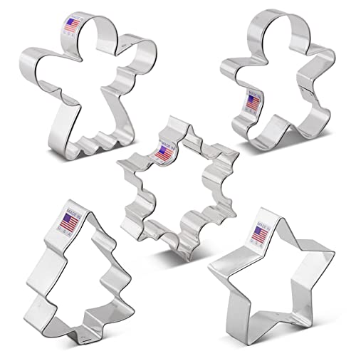 Ann Clark Cookie Cutters Christmas Cookie Cutters 3-Pc. Set Made in USA, Snowflake, Gingerbread Man, Christmas Tree