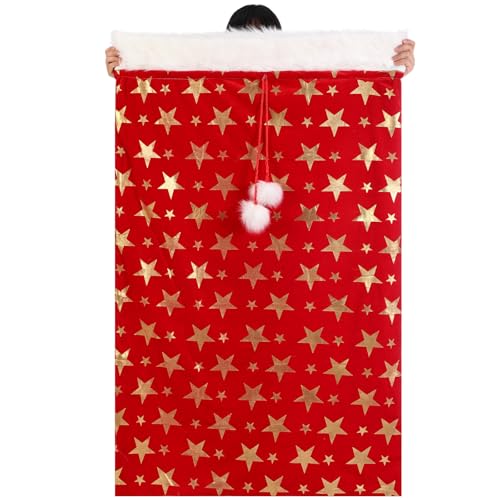 Treela 56 x 36 Inch Extra Large Christmas Velvet Santa Bag Jumbo Red Santa Gift Sack with Cord Drawstring Giant Christmas Claus Gift Bag Large Wrap Sack for Xmas Present Party Supply Holiday Wrapping
