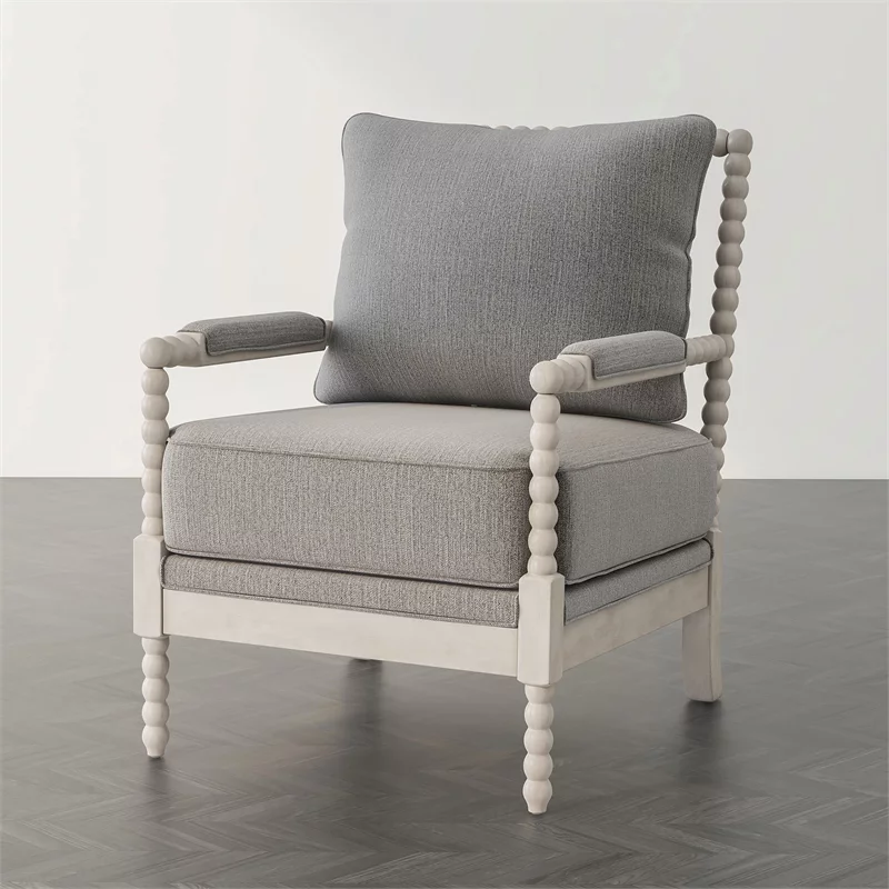 Furniture of America Elm Fabric Cushioned Accent Chair in Gray