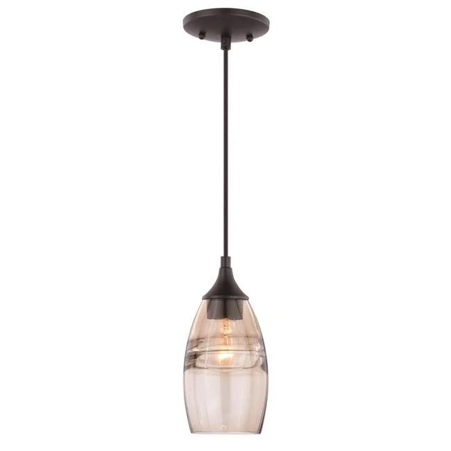 5 in. Milano Mini Pendant in Oil Rubbed Bronze Amber Fog Glass