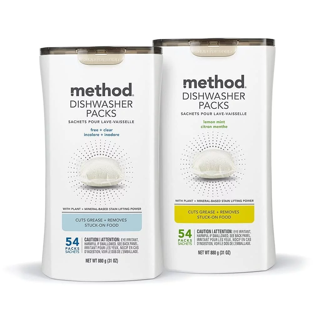 1024498 DSWSH PACK FREE&CLR 30PK Method Free & Clear Scent Pods Dishwasher Detergent 17.2 oz (Pack of 1)