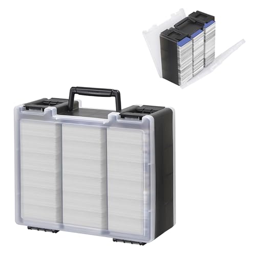 Brappo Trading Card Storage Box for 3200+ Double Sided Card Deck Case, compatible MTG and TCG and Sport Cards etc game cards.(Excluding cards) (Clear)