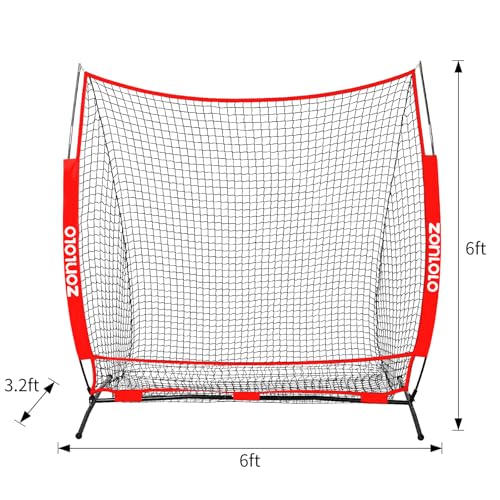 6 x 6 FT Baseball Net with 3 Diffferent Targets, Portable Practice Net for Batting，Hitting，Pitching and Throwing,Compact Package with Small Carrying Bag，Great for Kids