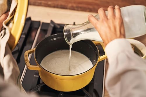 STAUB Cast Iron Dutch Oven 5.5-qt Round Cocotte, Made in France, Serves 5-6, Black Matte