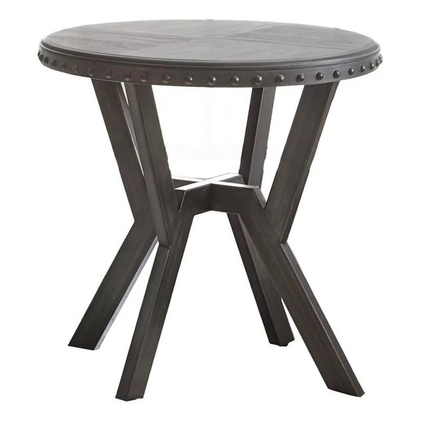Bowery Hill Round Modern Metal End Table in Weathered Gray/Black