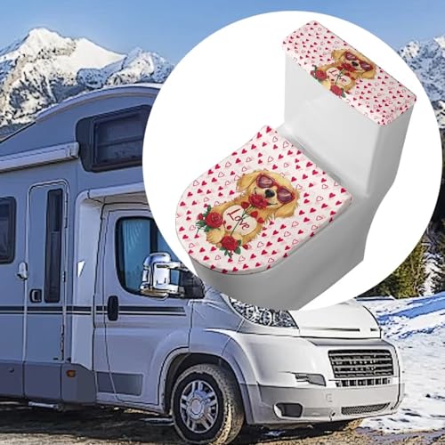 Christmas Bow Bell Toilet Tank Lid Cover and Toilet Seat Lid Cover 2 Pcs Set Toilets Covers with Elastic Cloth Fits Most Toilets Tanks & Lids