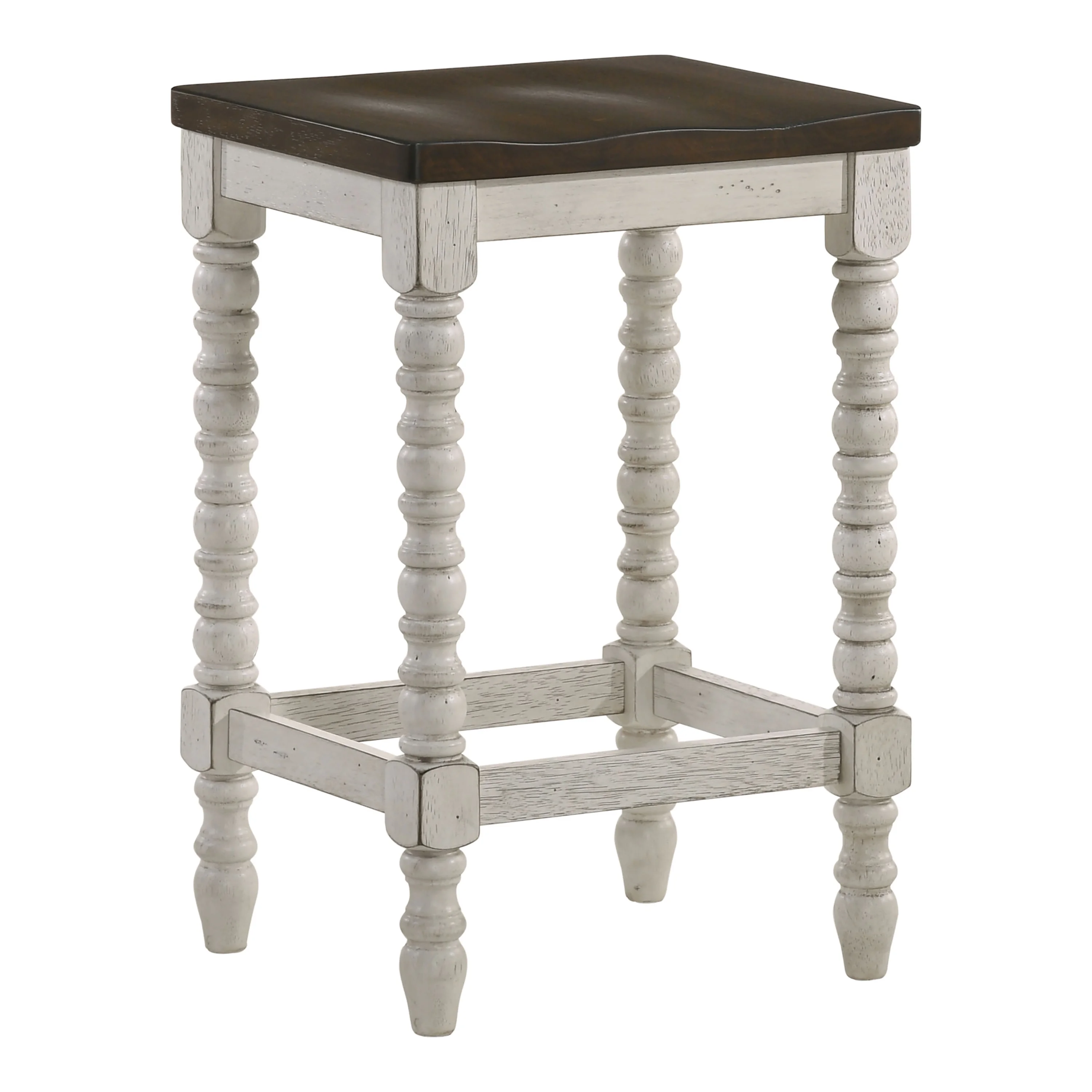 Dale Indoor Wood Dark Walnut and Antique White Counter Height Stools (Set of 2) for Dining Room by Furniture of America