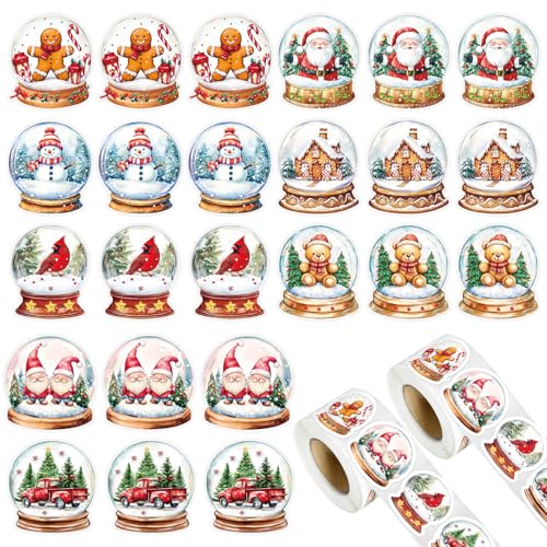 1000pcs Christmas Stickers Roll 1.57 Inch Christmas Crystal Ball Stickers Assorted Holiday Ornament Ball Label Tag Xmas Envelope Seals for Card Holiday Party Gift Packing Candy Bag Party Supplies