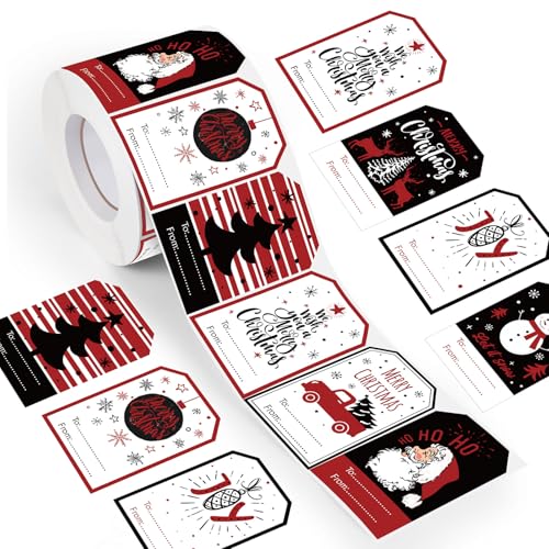 800 Pieces Christmas Tags Christmas to from Labels Self Adhesive Christmas Tag Christmas Stickers Tag Sticker Christmas Paper Tags for Decorations, 8 Styles (Cute Style)