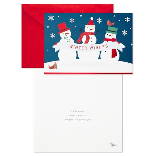 Hallmark Boxed Christmas Cards, Winter Wishes Snowmen (40 Cards and 40 Envelopes)