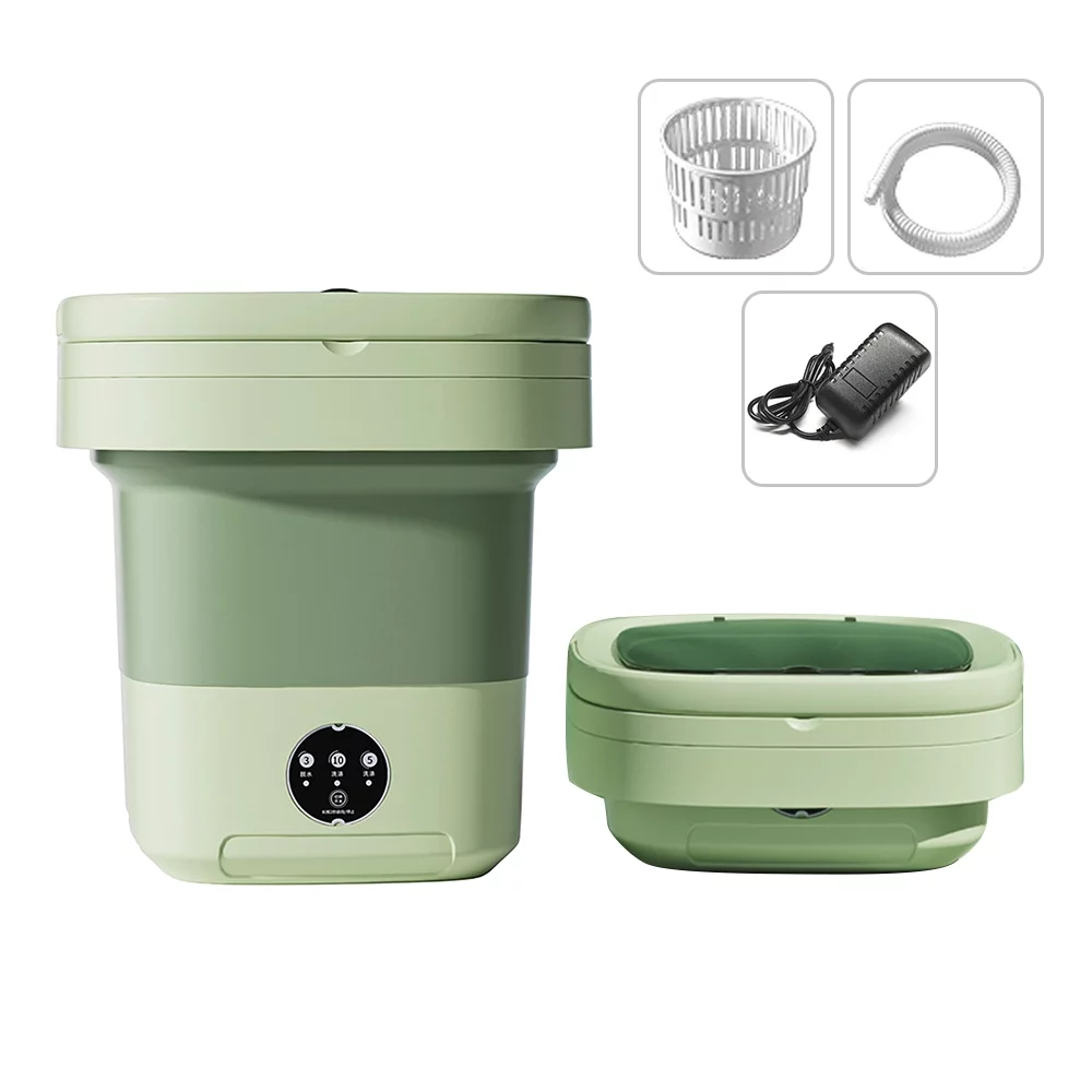Tomfoto 8L Portable  Washing Machine with UV Sterilization Foldable Spin Dryer with Drain Basket Drain Hose for Travel Housing