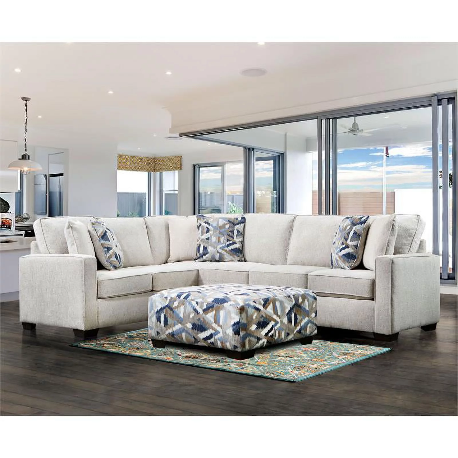 Furniture of America Yahse Chenille Upholstered Ottoman in Multi-Color