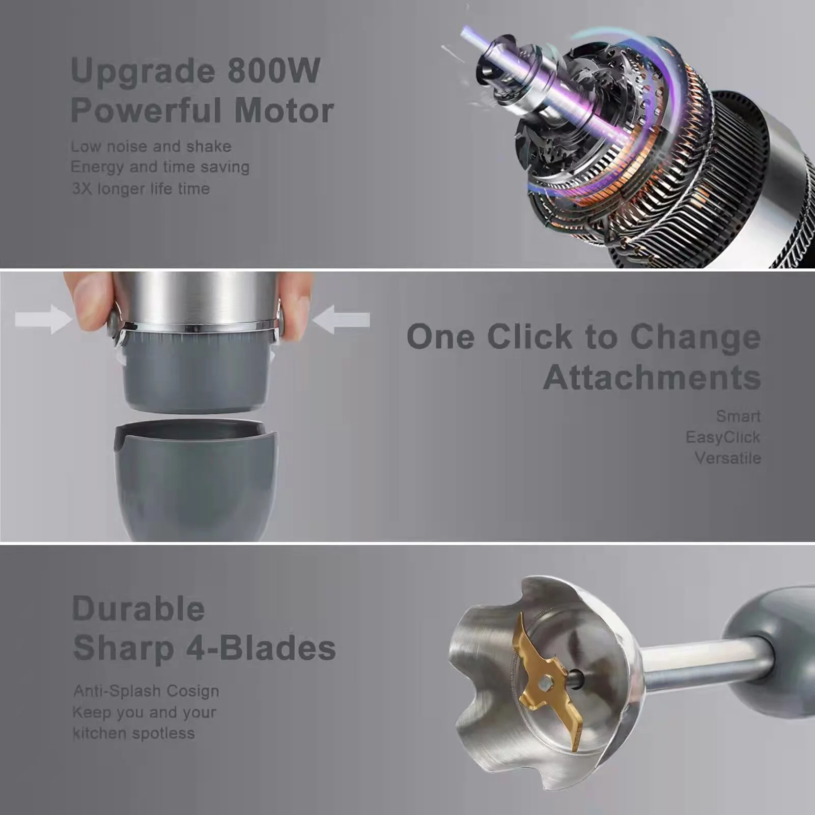 Electric Stirrer by OWSOO-5-in-1 Multifunctional Handheld Blender, 6 Speeds