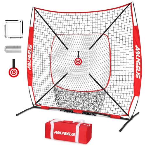 6'X6' Baseball Softball Practice Net,Pitching Net,Batting Net,with Bonus Strike Zone,Target and Bow Frame,for Hitting,Pitching,Catching