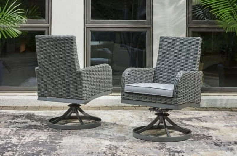 Signature Design by Ashley Casual Elite Park Swivel Chair with Cushion (Set of 2)  Gray
