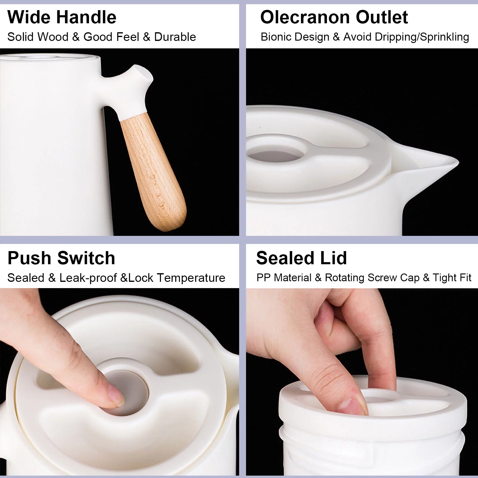 Large Thermal Coffee Carafe Double Walled Household Glass Liner Coffee Pot Household Insulation Pot Carafes