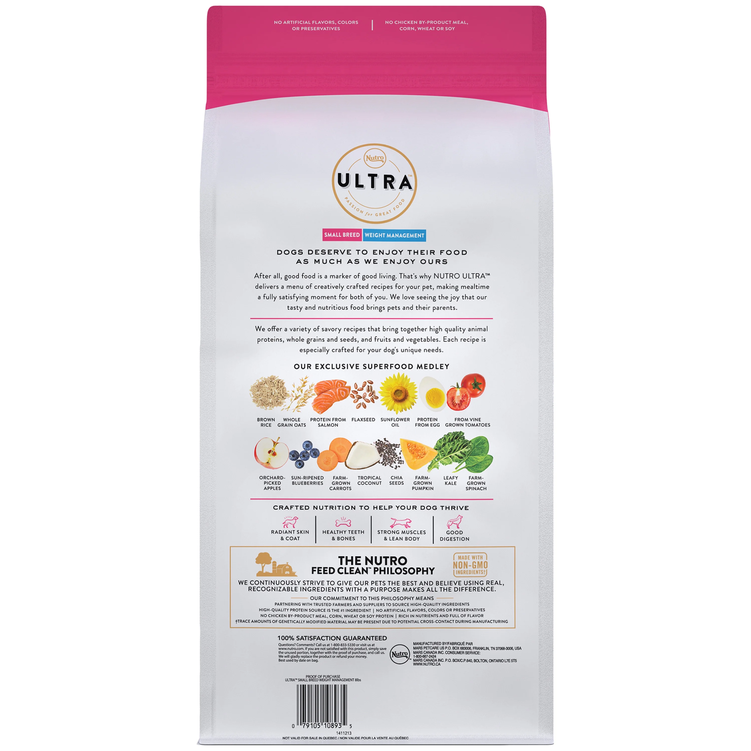 Nutro Ultra Adult Weight Management Small Breed Dry Dog Food, Chicken, Lamb And Salmon, 8 Lb. Bag