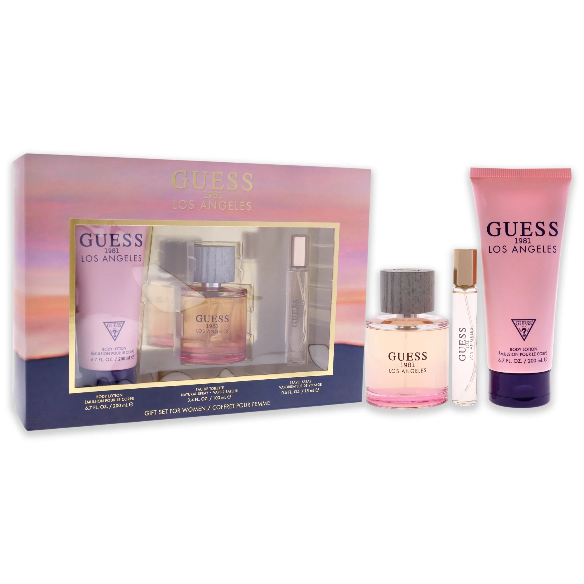 Guess 1981 Los Angeles - 3 Pc Gift Set 3.4oz EDT Spray, 0.5oz EDT Spray, 6.7oz Body Lotion