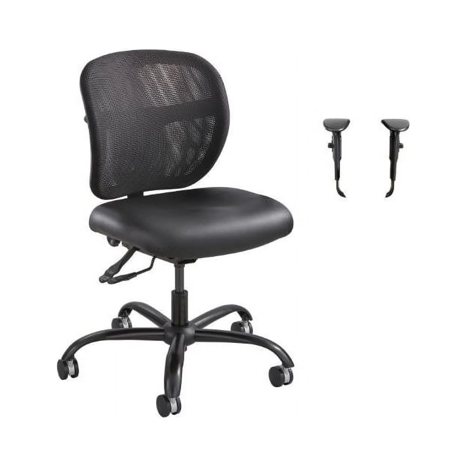 Safco 1 Mesh Big and Tall Office Chair with Alday Arm Set in Black