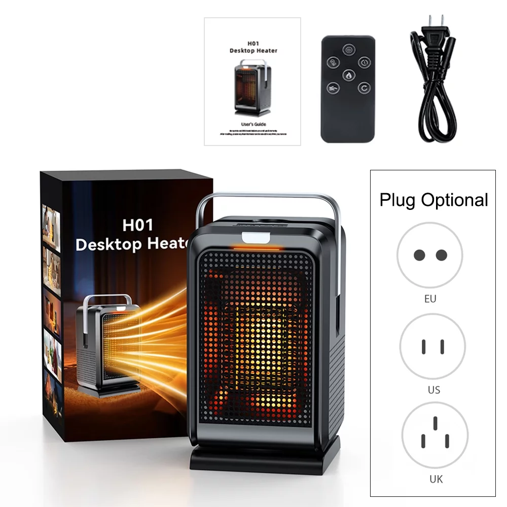 Walmeck Oscillating Space Heater, 8H Timer Remote Control, Overheat Protection, Warm air blower