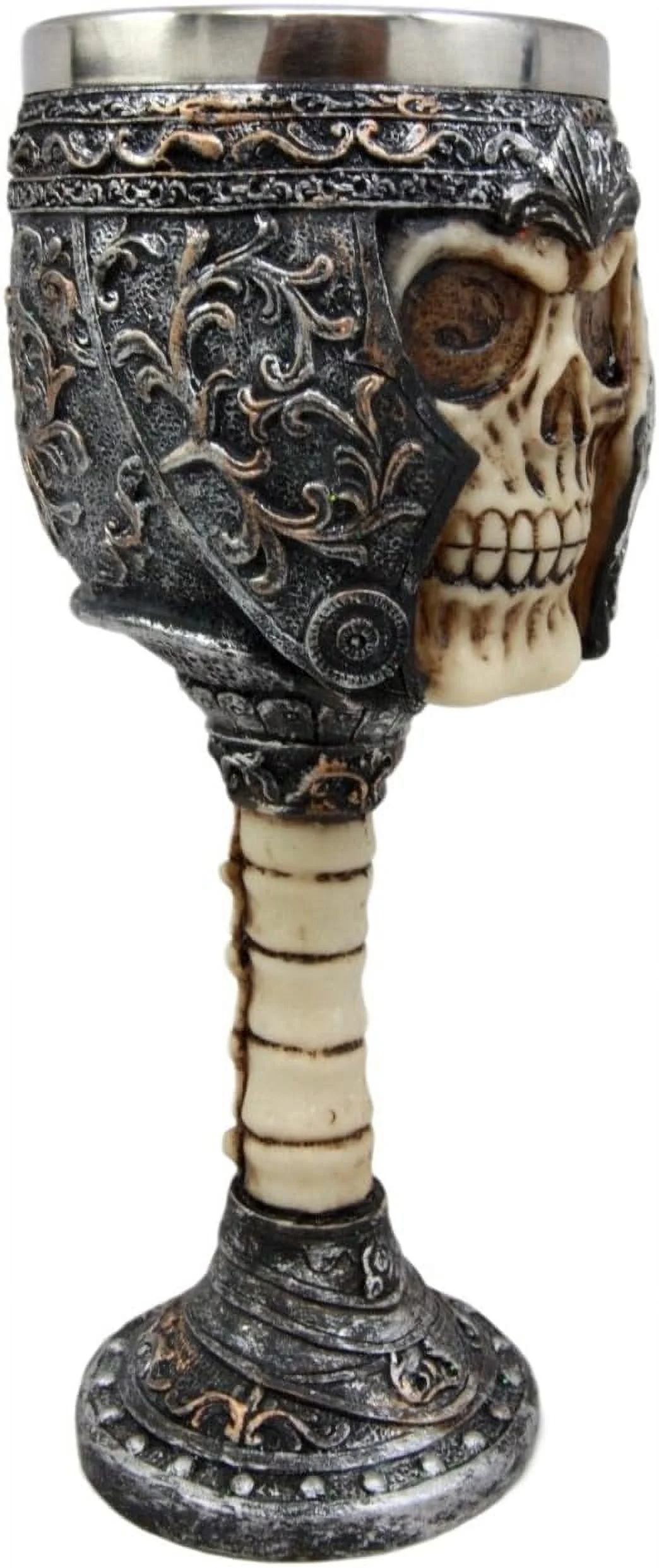 Centurion General With Galea Helmet Wine Drink Goblet Chalice Cup Figurine 6Oz Medieval Skeleton Ossuary Bones Alchemy Macabre Decorative Accent