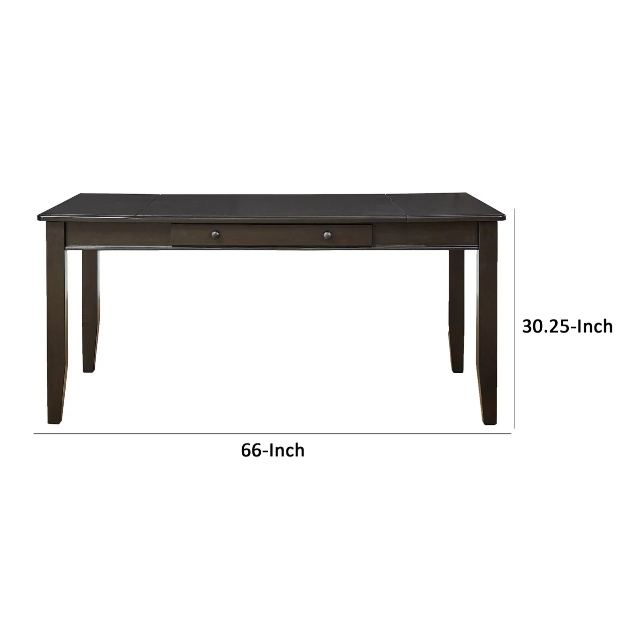 66 Inch Rectangular Lift Top Dining Table, Black Wood Frame, Single Drawer