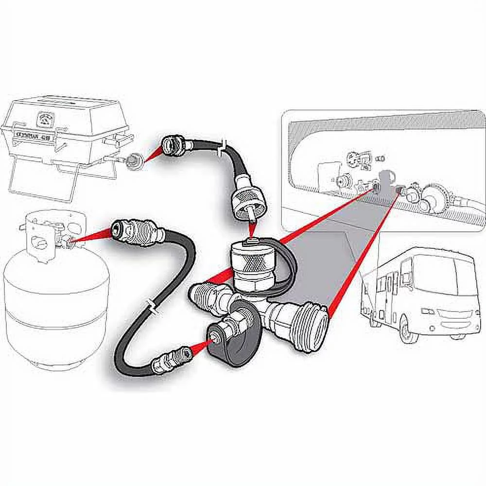 Camco 59123 Propane Brass 4-Port Tee - With 5
